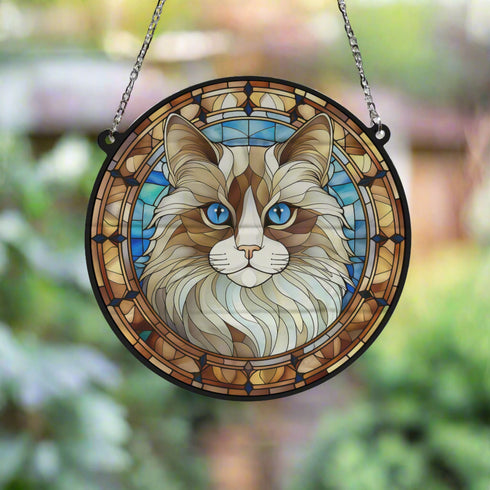 Cat Ragdoll Stained Glass Effect Suncatcher